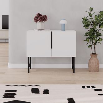 Decortie Tona Modern Sideboard Console Cabinet 2-Doors 88cm in White | Size: 1 Pack