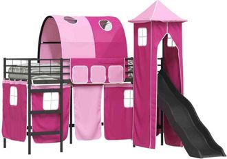vidaXL Estructura De Litera Para Ni&ntilde;os Negro Y Rosa 90 X 190 Cm Metal Vidaxl