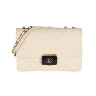 Chanel Cream Quilted Leather Shoulder Bag