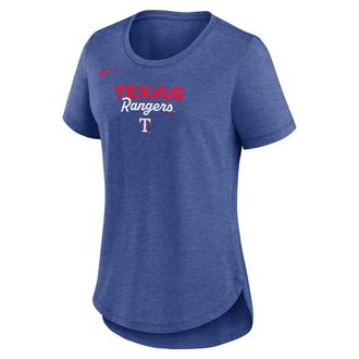 Nike Texas Rangers Arched Team Name Nike Womens MLB T-Shirt in Blue | NKMVEX49TER-SVQ