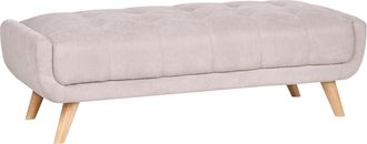 Beliani Otomana Rectangular Tapizado De Tela Con Patas De Madera Estilo Retro Gris Pardo Habo