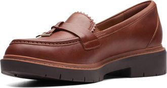 Clarks Womens Westlynn Bella Loafer, Tan Leather, 4.5 UK.5 Wide