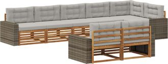 vidaXL Conjunto De Sof&aacute;s De Exterior 8 Uds. Natural Y Gris Claro Vidaxl