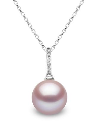 Yoko London Pendente in oro bianco 18 carati con diamanti e perla rosa - Argento