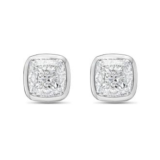 Diana M. Jewels 14KT WHITE GOLD LAB GROWN CUSHION CUT STUDS IN A BEZEL SETTING WEIGHING 6.00 CTS TW