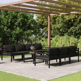vidaXL Set Muebles De Jard&iacute;n 8 Pzas Y Cojines Aluminio Gris Antracita Vidaxl