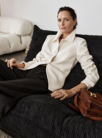 Contemporaine Womens Fitted soft piqu&eacute; shirt-style jacket