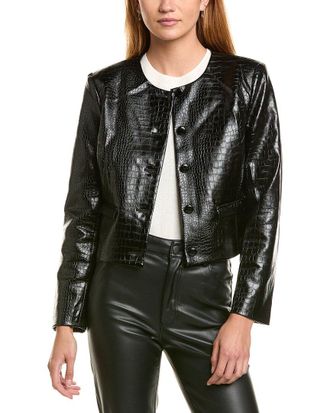 Shelli Segal Croc Faux Leather Jacket