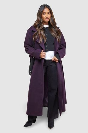 Oasis Tie Belt Detail Midi Coat in Berry at Nordstrom, Size 8