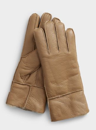 Simons Womens Topstitched sheepskin gloves