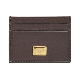 Dolce & Gabbana Tarjetero de Piel de Becerro - Accessories - Mujer - Marr&oacute;n - ONE SIZE