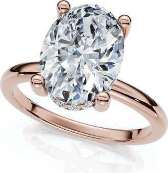 Pompeii3 2 1/10Ct Oval Diamond Side Halo Engagement Ring 14k Gold or Platinum Lab Grown