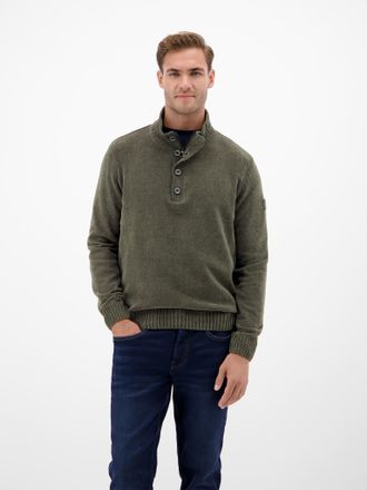 Lerros Strickpullover LERROS, Herren, Gr. XXL, nordic olive, Strick, Obermaterial: 82% Baumwolle, 18% Polyester, unifarben, regular fit h&uuml;ftlang, Rundhals, F