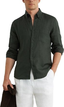 Reiss Queens Button Down Linen Casual Shirt