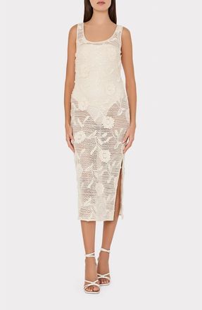 Milly Sequin Crochet Cover-Up Dress in White at Nordstrom, Size Medium