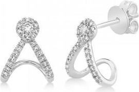Allurez Diamond Halo Style Abstract Earrings 14k White Gold (0.20ct)