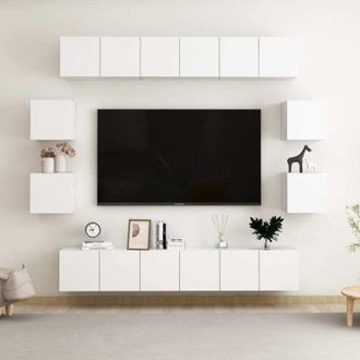 vidaXL 10 Piece TV Cabinet Set White Engineered Wood vidaXL