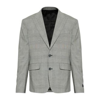 Balmain Blazers, male, Gray, Size: 2XL Checked Pattern Blazer