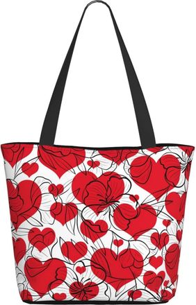 AOOEDM Flower And Heart ValentineS Day Ladies Shopping Bag 13x11x7in Gift For Mom, Daughter, Wife,Etc