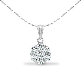 Jewelco London 18ct White Gold 0.75ct Diamond Snowflake Cluster Cluster Pendant - 18P308-075