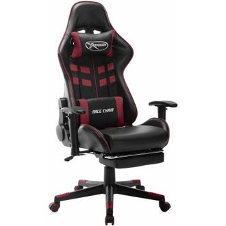 vidaXL Vidaxl - Sedia da Gaming con Poggiapiedi Nera e Rosso Vino in Similpelle