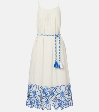 Velvet Juliette embroidered cotton midi dress