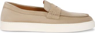 Doucal's Mens Slip-On Moccasins Suede Sand Calfskin Loafers