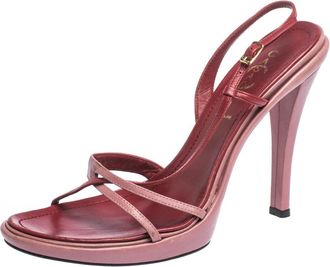 Casadei Pink Leather Cross Strap Slingback Platform Sandals