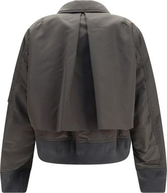sacai Womens Double-Zip Nylon Jacket D-Khaki D/khaki