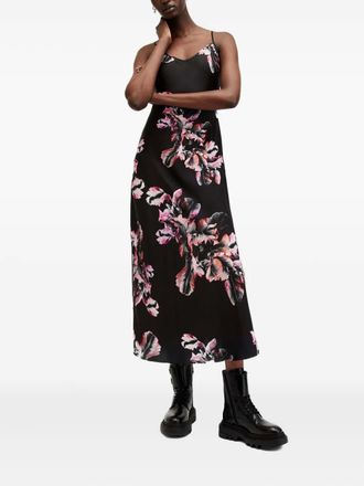 AllSaints Bryony floral-print slip dress - Black