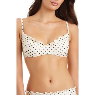 Sanctuary Polka Dot Bikini Top in White Sand at Nordstrom, Size Medium