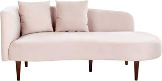 Beliani Chaise longue izquierdo terciopelo rosa pastel