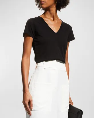 Vince Essential Pima Cotton V-Neck Tee