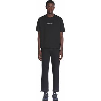 Lanvin Embroidered T-Shirt in Black at Nordstrom, Size Large