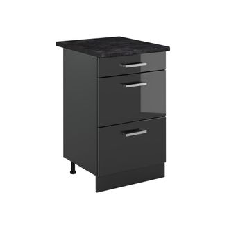 Vicco Mueble Bajo De Cocina R-line, Antracita Alto Brillo/antracita, 50 Cm Encimera Antracita, Vicco