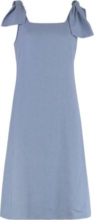 Chlo&eacute; Linnen jurk met strikdetail - Dames - Casual kleedjes - Blauw - S - Linnen - Kleedjes