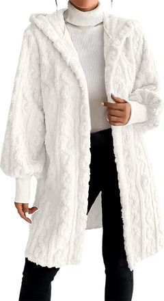 Generic Winter Jackets for Women UK Womens Long Hoodies Zip Up Fleece Lined Jacket Thermal Lounge Wear Ladies Autumn Winter Coat Longline Pullover Warm Cardig