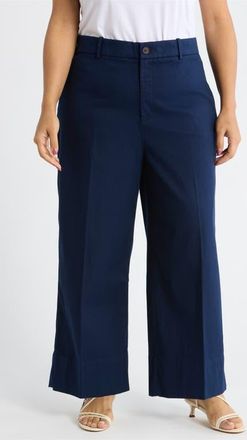 Spanx SPANXsupersmooth Crop Wide Leg Stretch Twill Pants in Timeless Navy at Nordstrom, Size 1 X