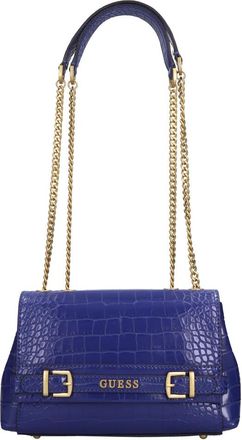 Guess Sestri Schoudertas met Croco-Print - Dames - Schoudertassen - Blauw - ONE Size - Tassen