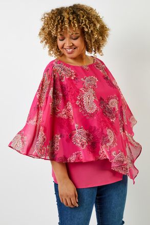 Roman Paisley Print Chiffon Top