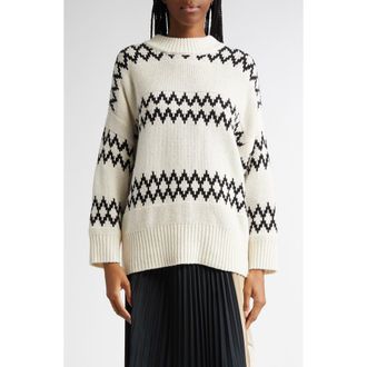 Reiss Ivy Wool Blend Fair Isle Sweater in Cream/Black at Nordstrom Rack, Size Large