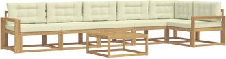 vidaXL Conjunto De Sof&aacute;s De Exterior 7 Uds. Blanco Y Crema Poli&eacute;ster Vidaxl