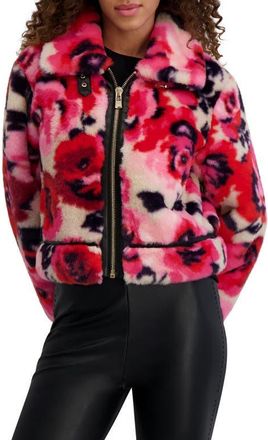 Karl Lagerfeld Python Print Faux Fur Jacket in Pink Multi at Nordstrom, Size X-Large