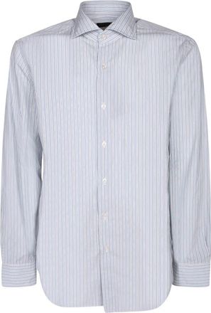 Dell'Oglio Long Sleeve Shirt - Heren - Casual Overhemden - Blauw - L - Katoen - Overhemden