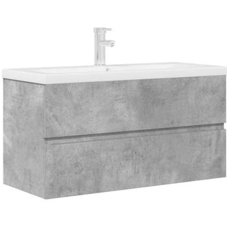 vidaXL Set muebles de baño 2 piezas madera contrachapada gris hormigón vidaXL