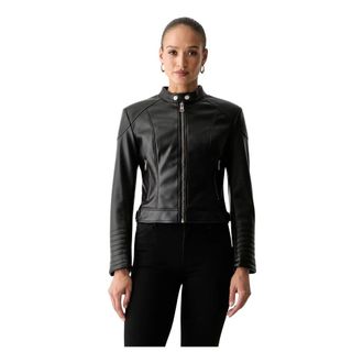 Guess Jassen, Dames, Zwart, XL, Leer, Marlene Jacket