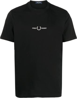 Fred Perry logo-embroidery cotton T-shirt - men - Cotton - L - Black
