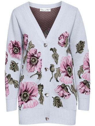 Oscar De La Renta Cardigan con effetto jacquard - Blu