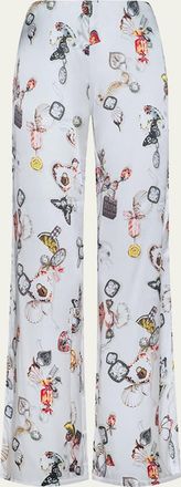 L'agence Kimia Printed Satin Wide-Leg Pants
