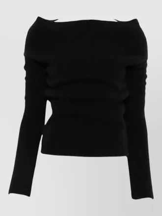 Rick Owens cropped off shoulder turtleneck knit top